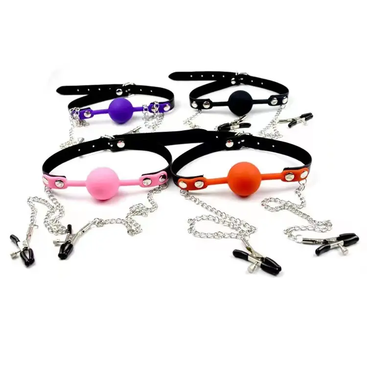 Mouth Gag Ball with Removable Nipple Clitoris
